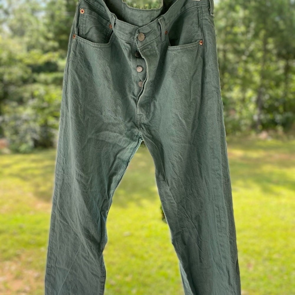 Levi’s 501 button fly mint green jeans